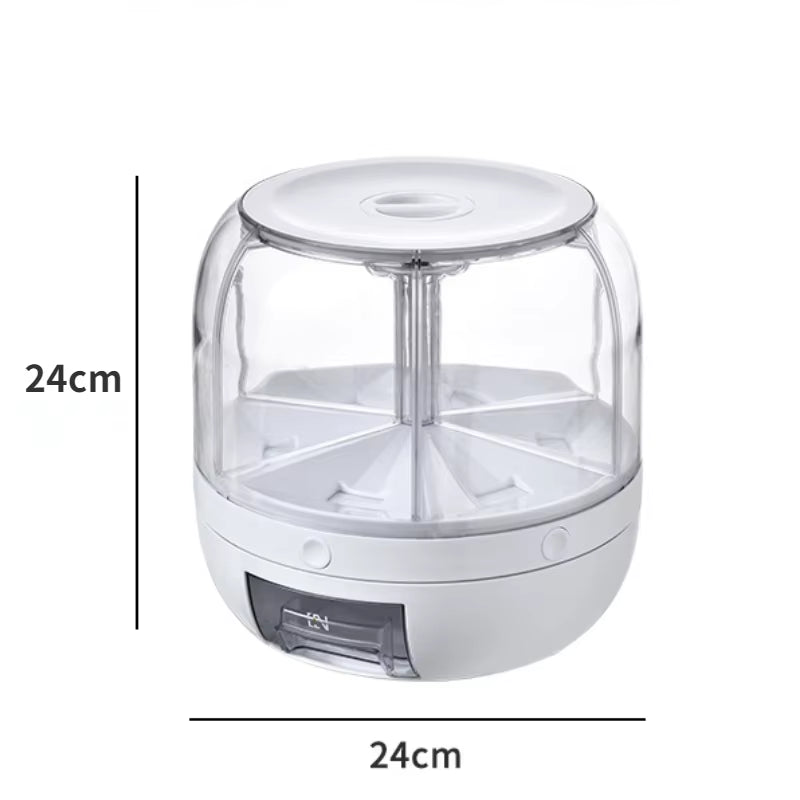 6KG Rotatable 360 Degree Rice Dispenser Sealed Dry Grain Bucket Dispenser Moisture-Proof Kitchen Food Container Storage Box