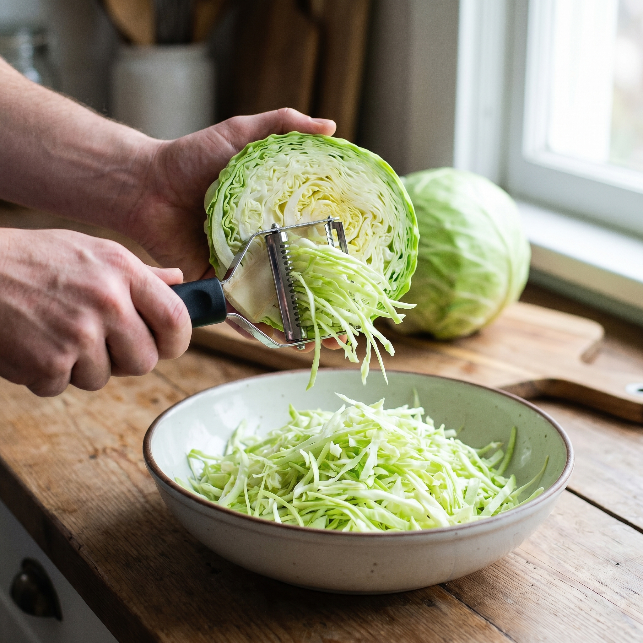 Stainless Steel Dual-Blade Julienne Cutter & Cabbage Shredder