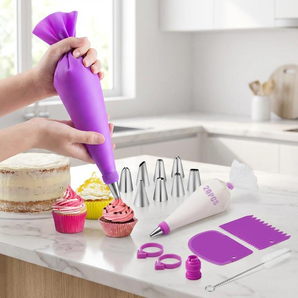Cake Piping Kit for Easy Decorating – 40pc Tips & Reusable Bags