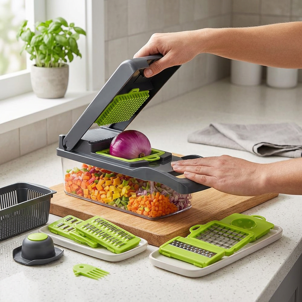 Multi-Function Vegetable Chopper – Easy Prep with Stainless Steel Blades