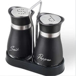 Load image into Gallery viewer, 2pcs Refillable Spice Shakers Set with Shelf – Salt &amp; Pepper

