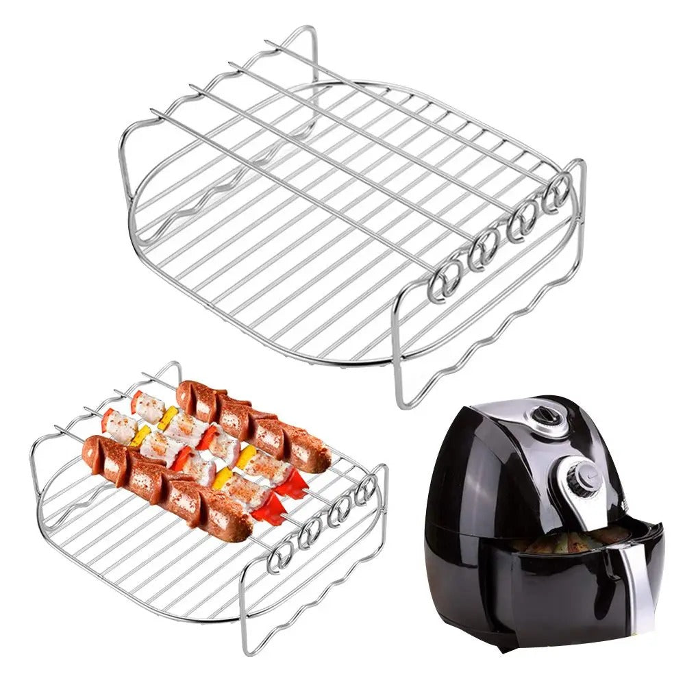 Air Fryer Skewer Rack – Double-Layer BBQ Tray Holder