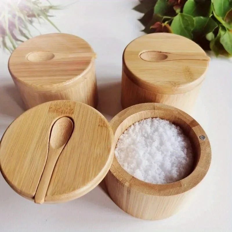 Bamboo Seasoning Jar– Salt, Pepper, Sugar Containers