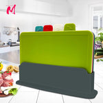 Load image into Gallery viewer, 4pcs Plastic Cutting Boards with Holder - Antibacterial, Dishwasher Safe
