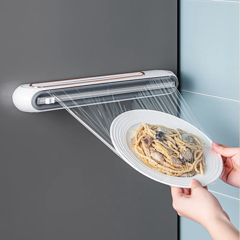 Magnetic Plastic Wrap & Foil Dispenser with Cutter Tool