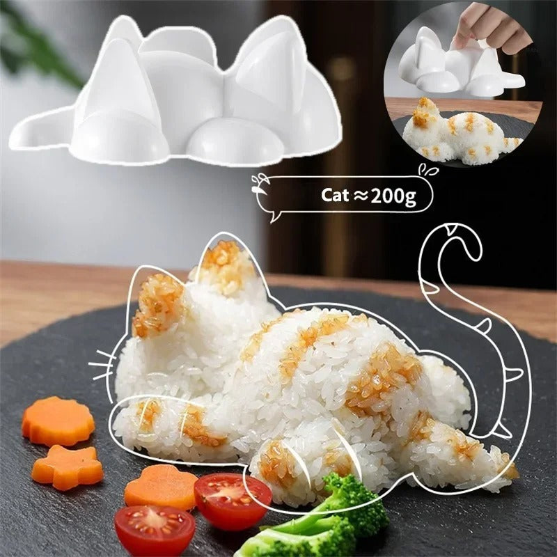 Cute Cat Rice Ball Mold DIY Sushi Tool for Kids & Kitchen