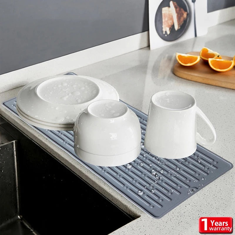 Large Silicone Dish Drying Mat 41x15cm - Sink & Counter Use