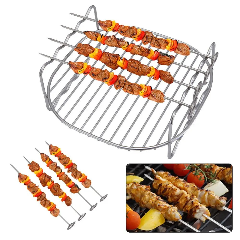 Air Fryer Skewer Rack – Double-Layer BBQ Tray Holder