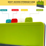 Load image into Gallery viewer, 4pcs Plastic Cutting Boards with Holder - Antibacterial, Dishwasher Safe
