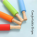 Load image into Gallery viewer, Silicone Rolling Pin Non-Stick with Wooden Handle Baking
