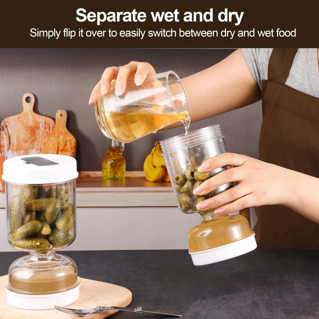Pickle Jar with Forks – Wet & Dry Separator Container