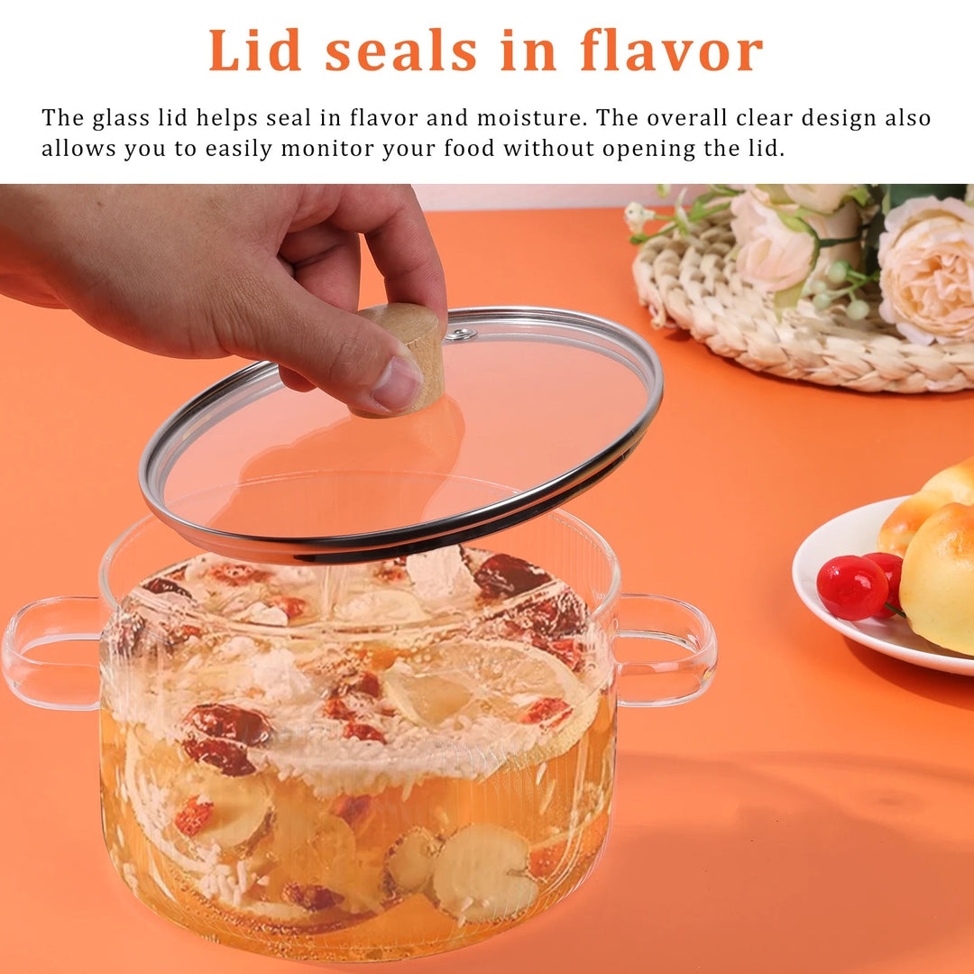 Clear Glass Saucepan with Lid 1.6L – Heat Resistant Pot