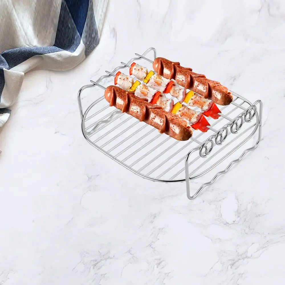 Air Fryer Skewer Rack – Double-Layer BBQ Tray Holder