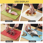 Load image into Gallery viewer, 4pcs Plastic Cutting Boards with Holder - Antibacterial, Dishwasher Safe
