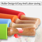 Load image into Gallery viewer, Silicone Rolling Pin Non-Stick with Wooden Handle Baking
