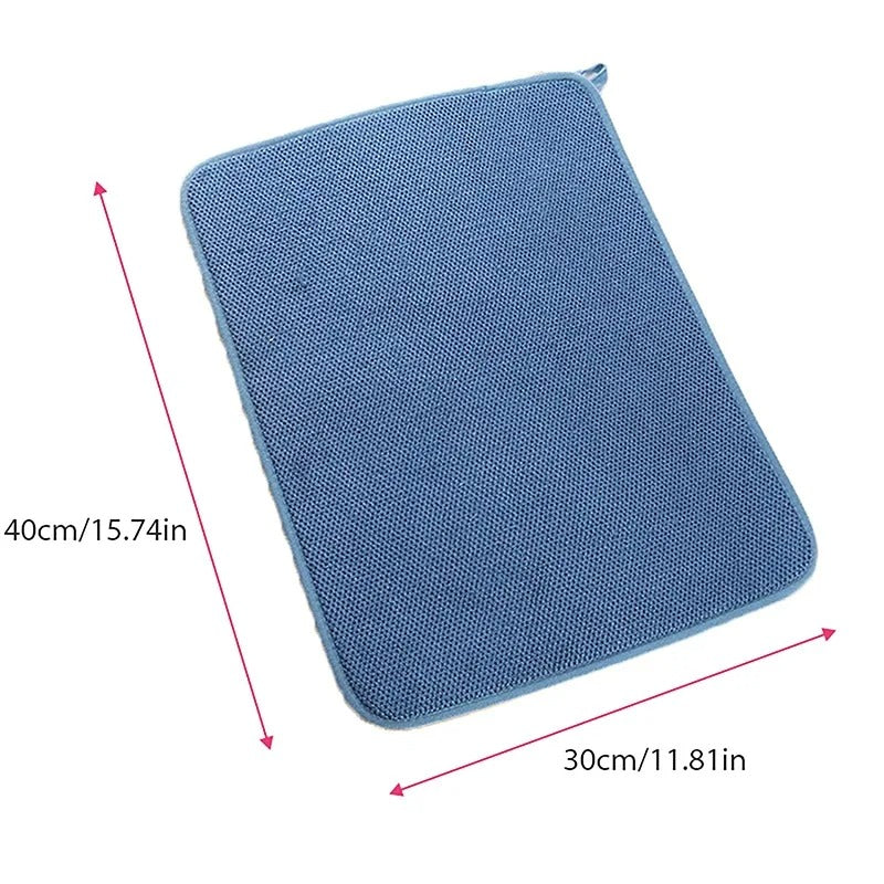 Microfiber Dish Drying Mat 30x40cm Non-Slip Absorbent Pad