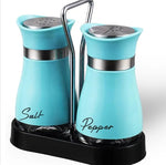 Load image into Gallery viewer, 2pcs Refillable Spice Shakers Set with Shelf – Salt &amp; Pepper
