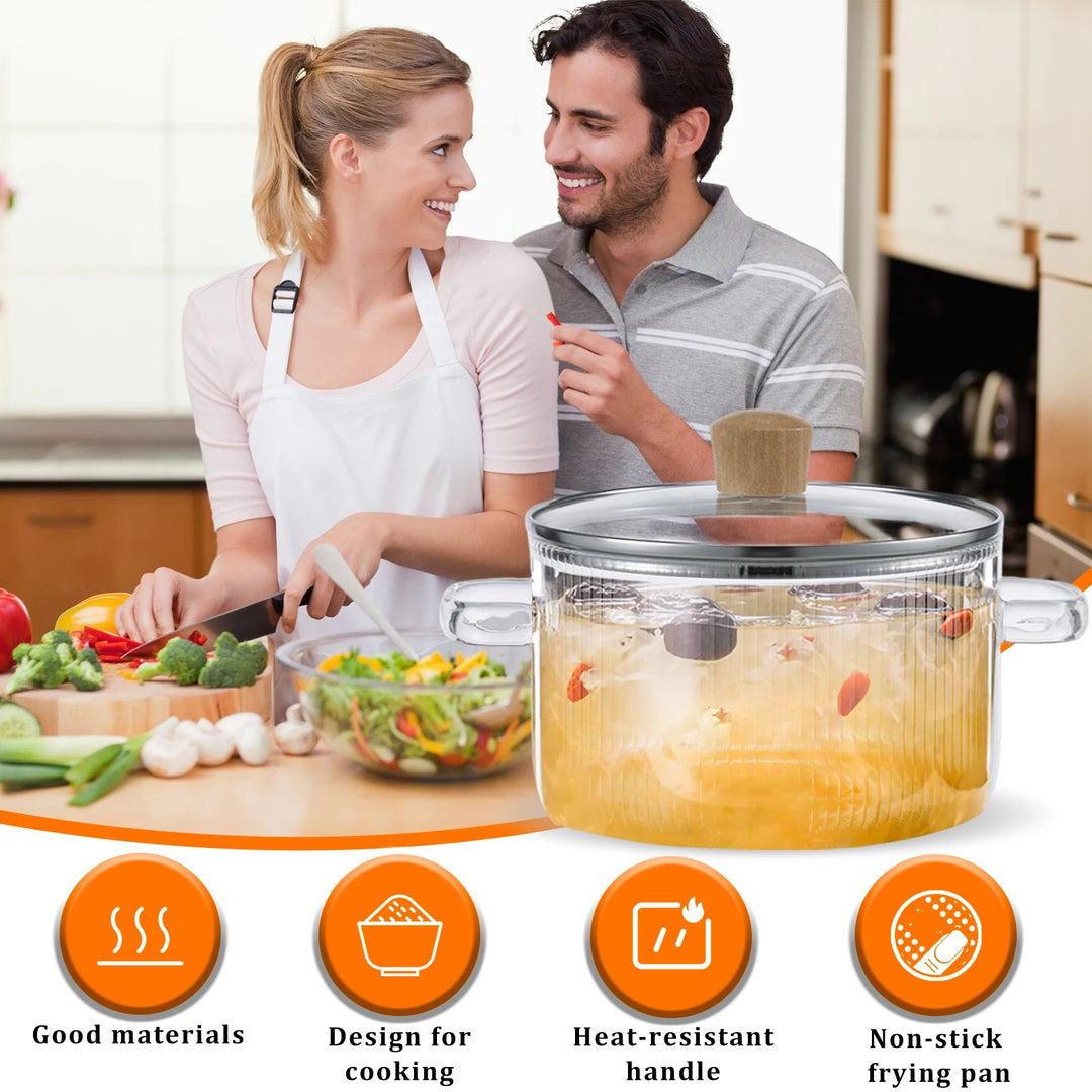 Clear Glass Saucepan with Lid 1.6L – Heat Resistant Pot