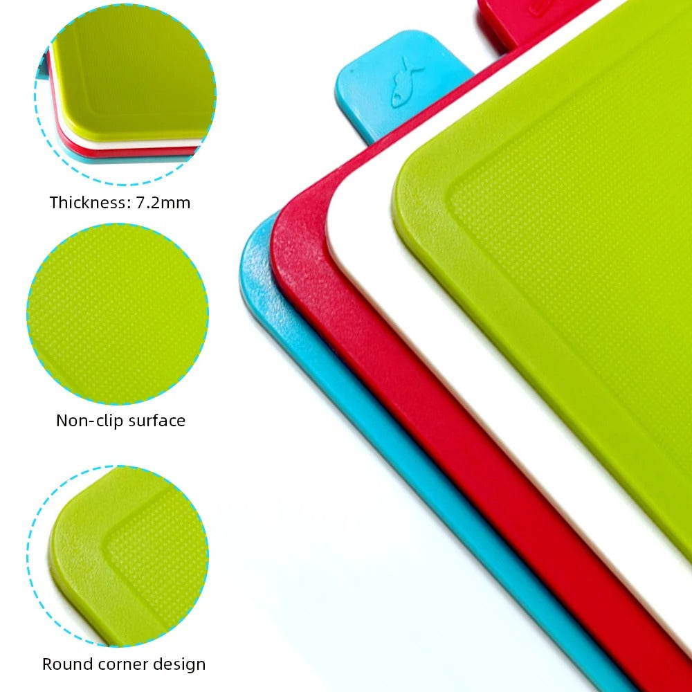 4pcs Plastic Cutting Boards with Holder - Antibacterial, Dishwasher Safe