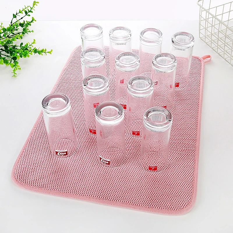 Microfiber Dish Drying Mat 30x40cm Non-Slip Absorbent Pad