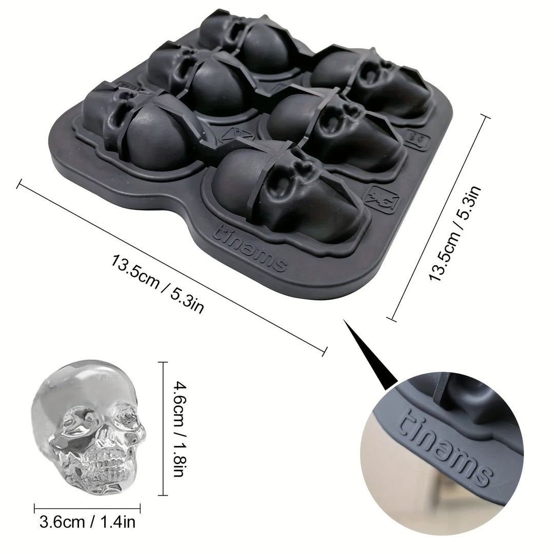 Skull Ice Ball Mold – 3D Silicone Tray for Cocktails & Halloween Drinks