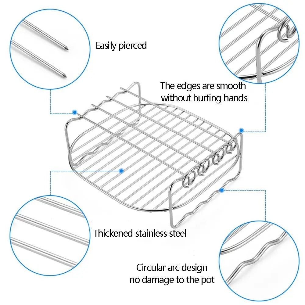 Air Fryer Skewer Rack – Double-Layer BBQ Tray Holder