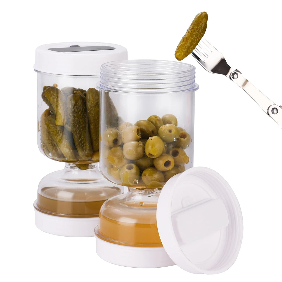 Pickle Jar with Forks – Wet & Dry Separator Container
