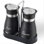 Load image into Gallery viewer, 2pcs Refillable Spice Shakers Set with Shelf – Salt &amp; Pepper
