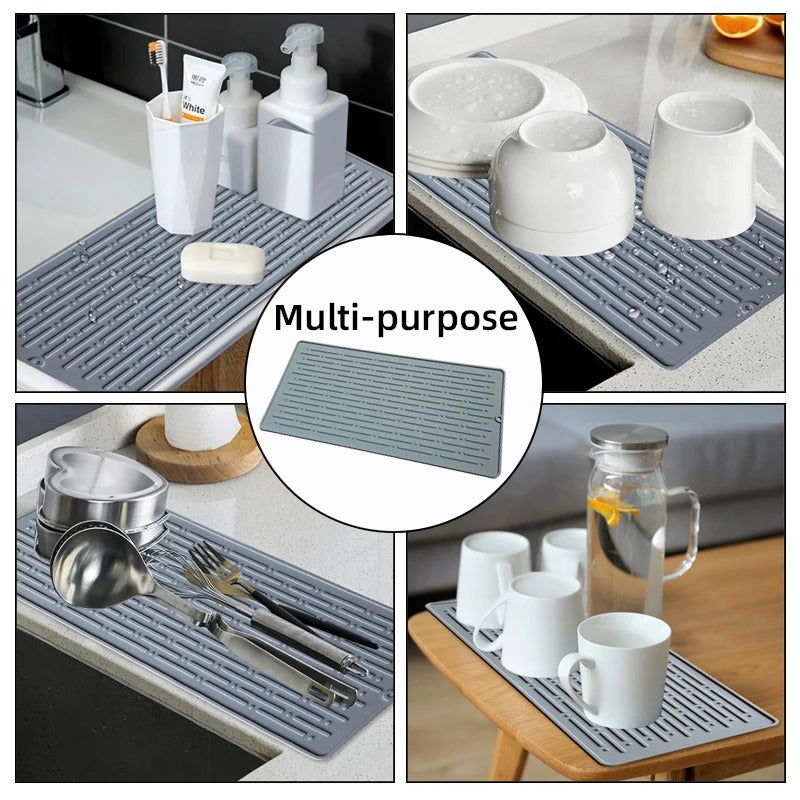 Large Silicone Dish Drying Mat 41x15cm - Sink & Counter Use