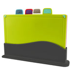 Load image into Gallery viewer, 4pcs Plastic Cutting Boards with Holder - Antibacterial, Dishwasher Safe
