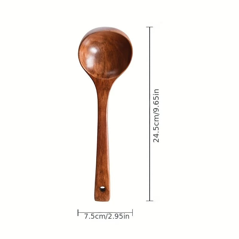 Non-Stick Wooden Soup Ladle – Anti-Scalding Kitchen Tool