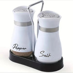 Load image into Gallery viewer, 2pcs Refillable Spice Shakers Set with Shelf – Salt &amp; Pepper
