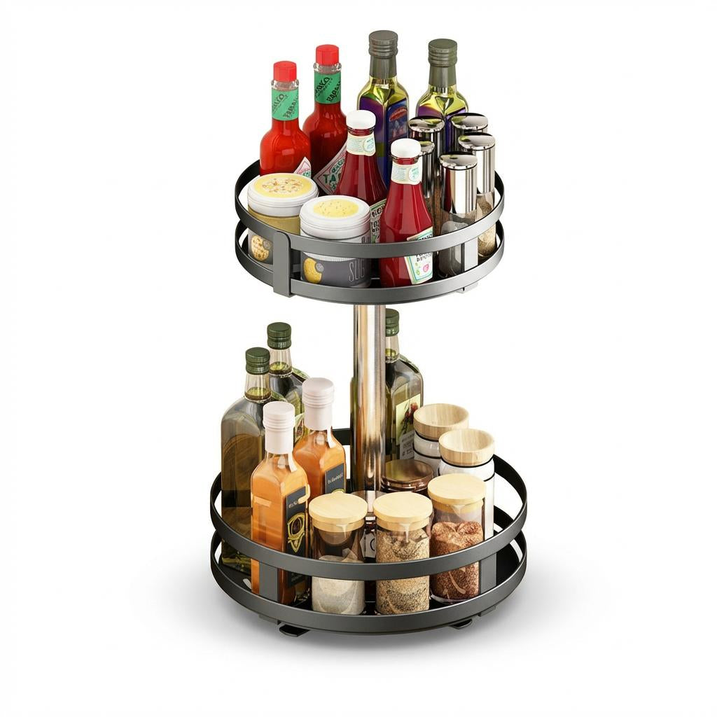 360° Rotating Storage Rack – Space-Saving Metal Multi-Tier Organizer