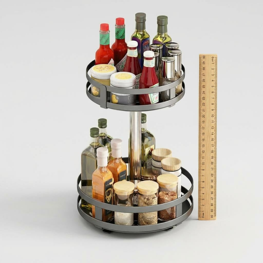 360° Rotating Storage Rack – Space-Saving Metal Multi-Tier Organizer