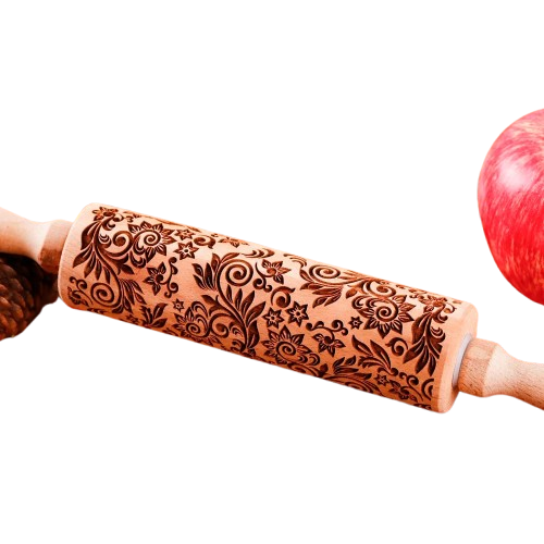 Sunflower Embossed Wooden Rolling Pin for Baking Cookies