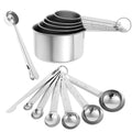 Stainless Steel Measuring Cups & Spoons Set – 13-Piece Stackable