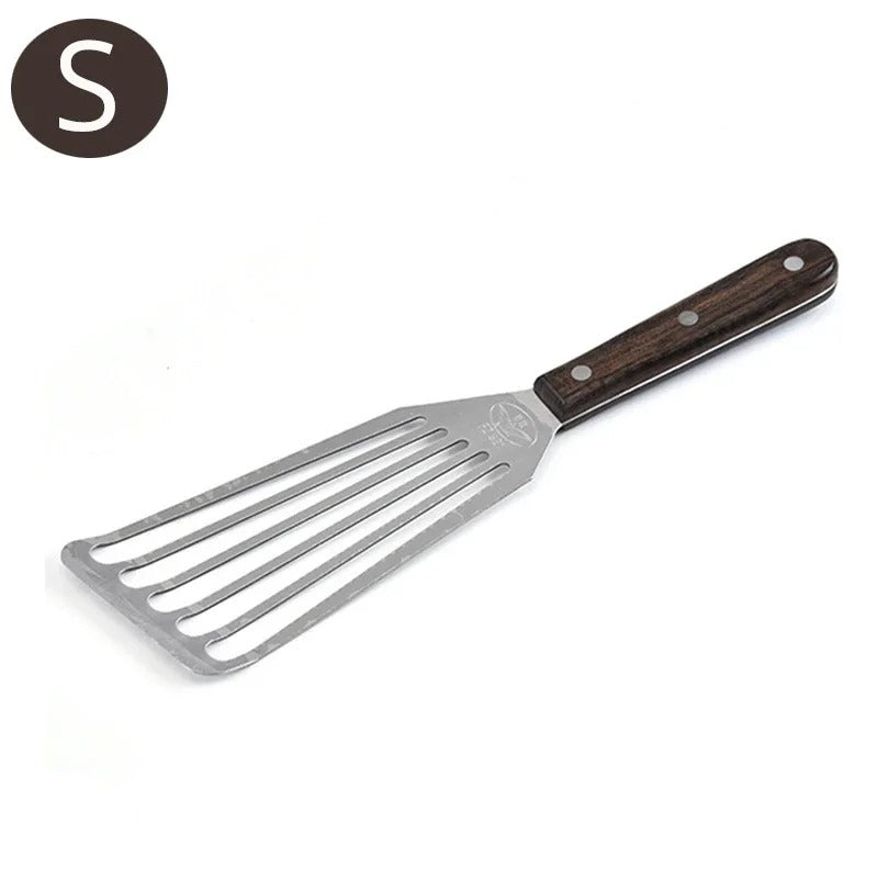 Stainless Steel Spatula – Gentle Flip & Wooden Handle