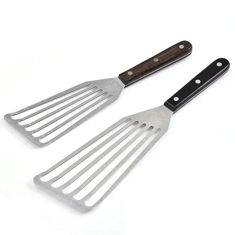 Stainless Steel Spatula – Gentle Flip & Wooden Handle
