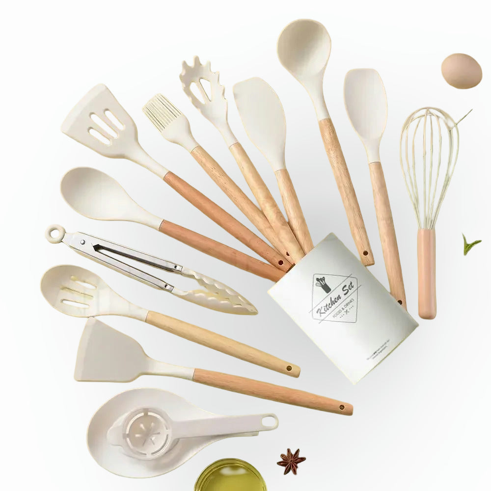 12-Piece Silicone Cooking Utensil Set – Heat-Safe Tools with Holder